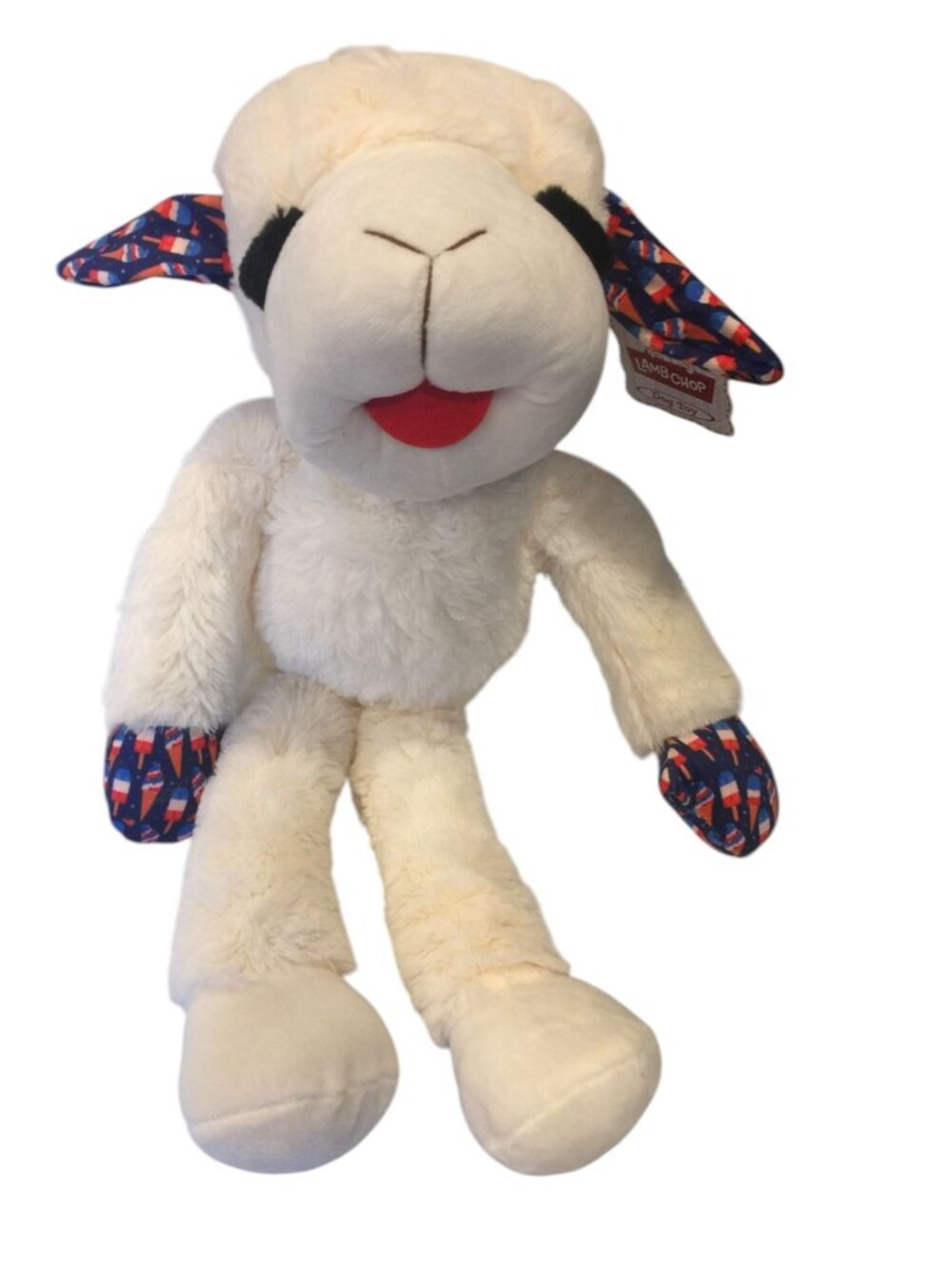 Lamb Chop Floppy Popsicle Print Extra Large 18" Squeaker Plush Dog Toy